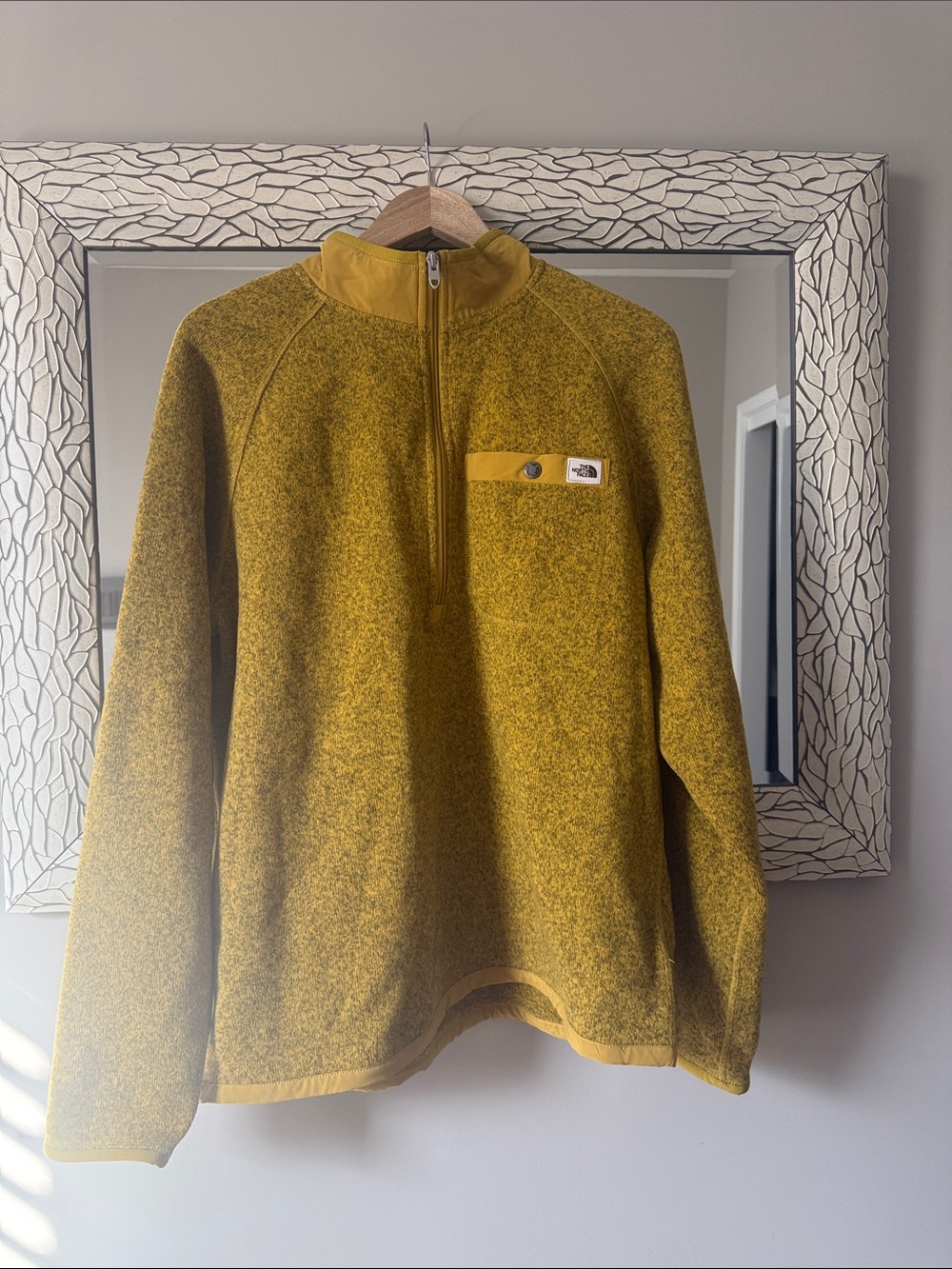 The North Face Men's Mustard Yellow Heather Half-Zip Fleece Pullover size L